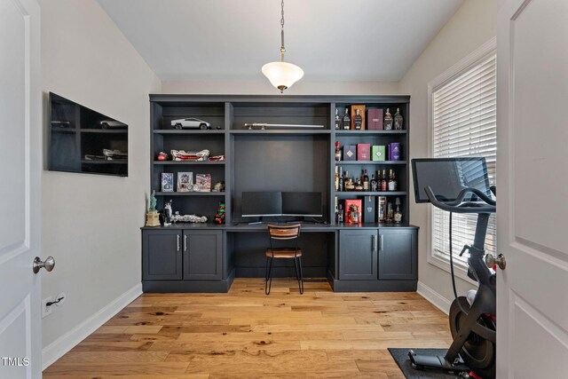 office area featuring light wood-type flooring