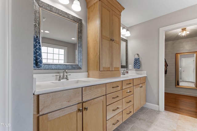 bathroom featuring vanity and tile patterned floors