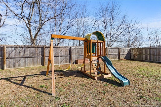 view of play area featuring a yard