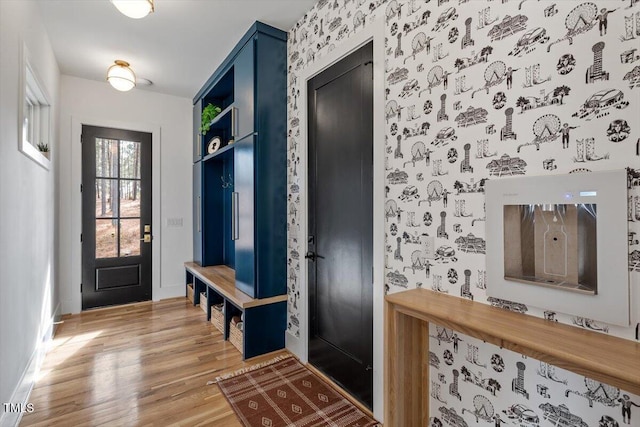 mudroom featuring light hardwood / wood-style floors