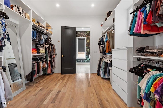 spacious closet featuring light wood-type flooring