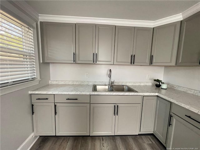 kitchen featuring plenty of natural light, sink, and gray cabinetry