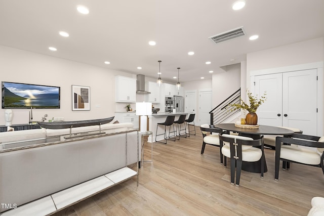 living room with light wood-type flooring