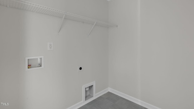 laundry room with electric dryer hookup and washer hookup