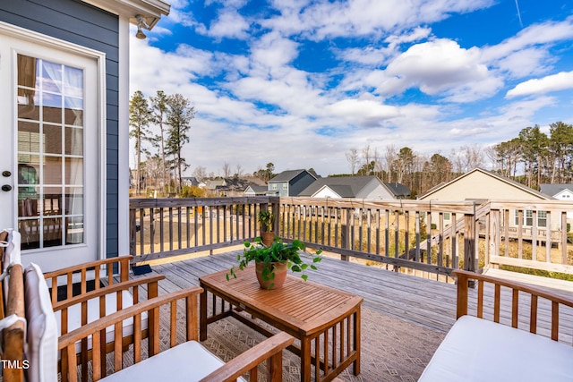 deck with a residential view