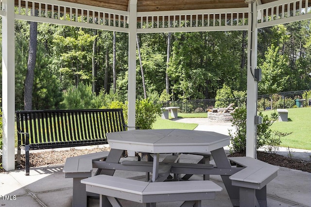 view of patio / terrace with outdoor dining space and fence