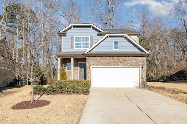 craftsman house with a garage