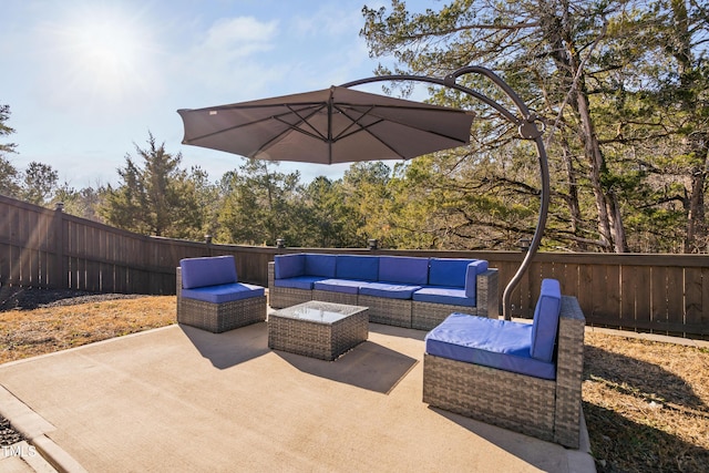 view of patio / terrace with an outdoor living space