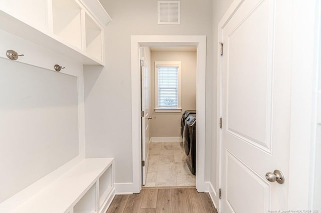 mudroom featuring light hardwood / wood-style floors