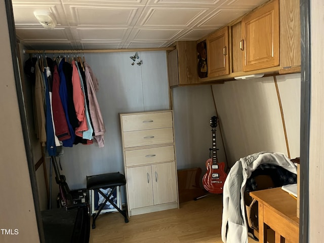 spacious closet with light hardwood / wood-style flooring