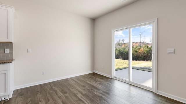 unfurnished dining area with dark hardwood / wood-style flooring