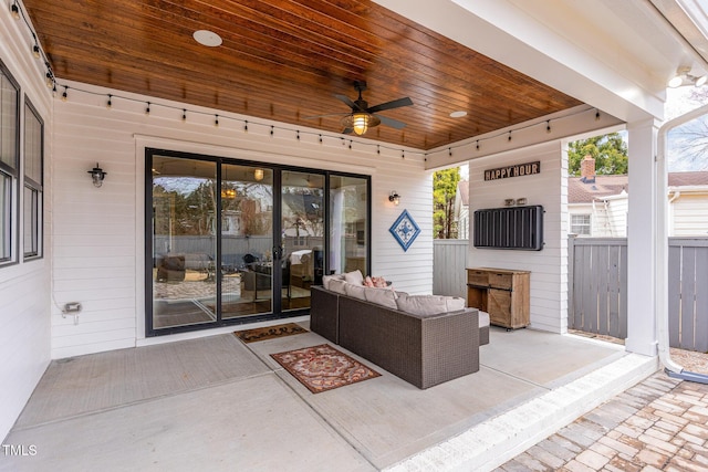 view of patio / terrace featuring an outdoor living space and ceiling fan