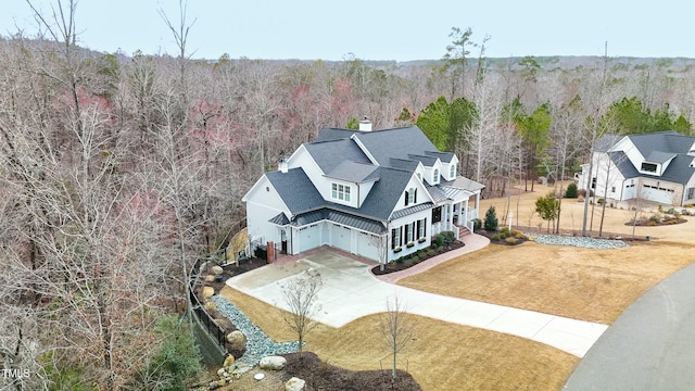 bird's eye view featuring a view of trees