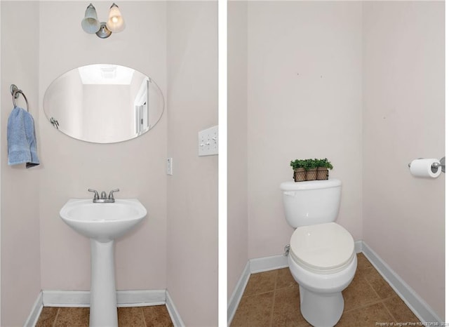 bathroom with sink, tile patterned floors, and toilet