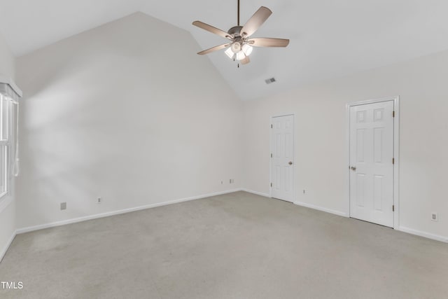 100 Windvale Ct, Cary, NC 27518 - additional living space with ceiling fan, carpet floors, and high vaulted ceiling
