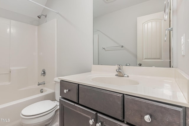 full bathroom featuring vanity, shower / bathtub combination, and toilet