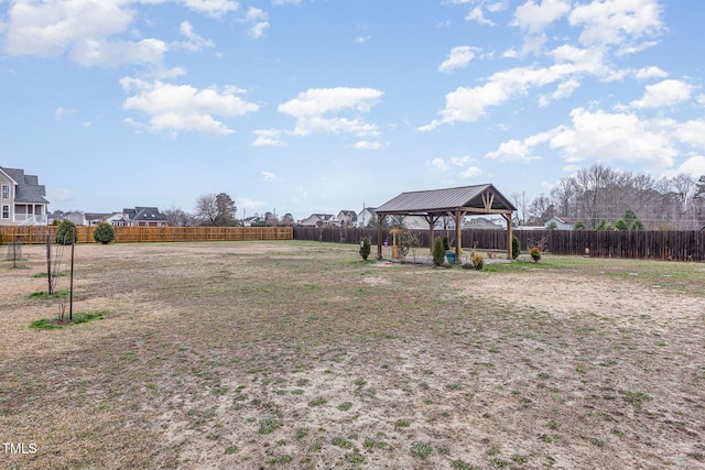 view of yard with a gazebo