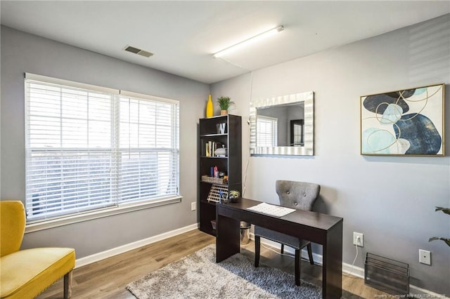 office area featuring hardwood / wood-style floors