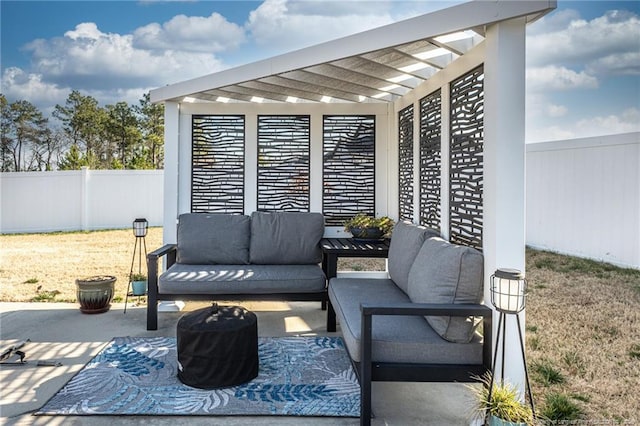 view of patio / terrace featuring a pergola