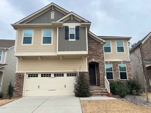 craftsman-style home with a garage