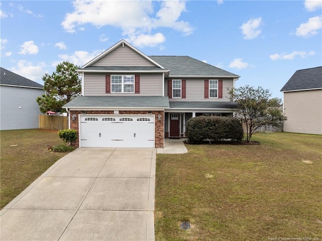 view of front of house featuring a garage and a front yard