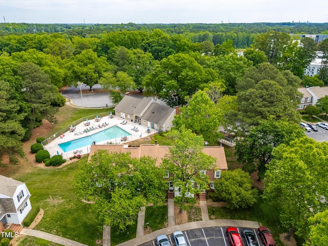 bird's eye view of a pool area