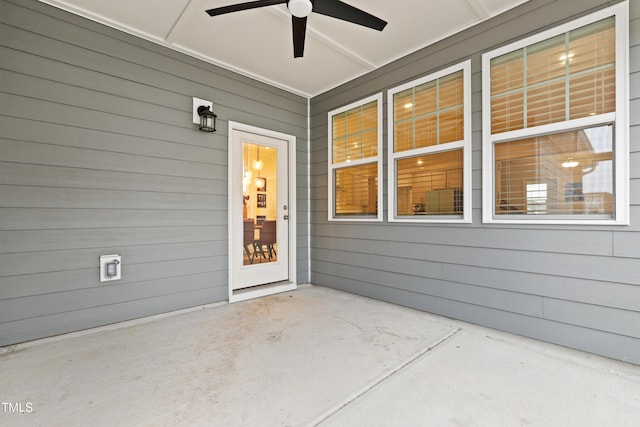 view of patio with ceiling fan