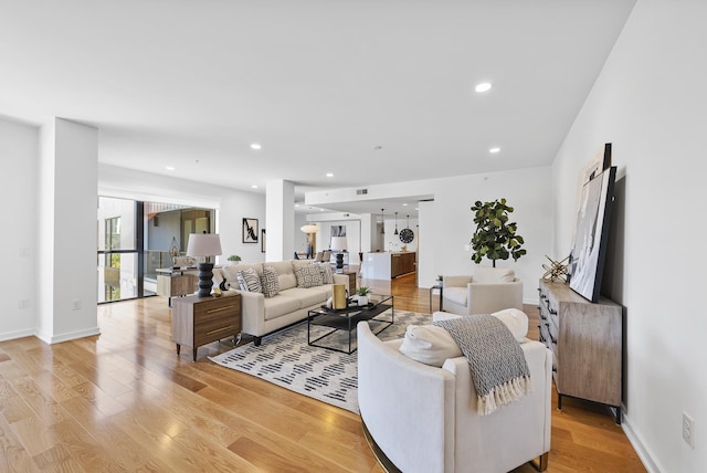 living room featuring light hardwood / wood-style flooring