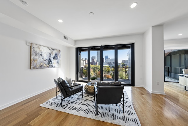 living room featuring light hardwood / wood-style floors