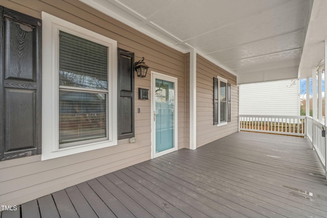 deck featuring a porch