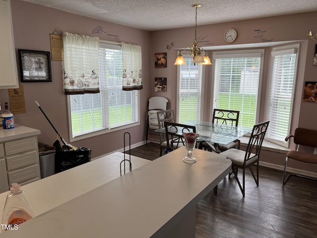 dining room featuring dark wood-type flooring and plenty of natural light