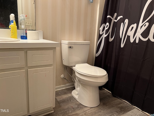 bathroom with wood-type flooring, sink, and toilet