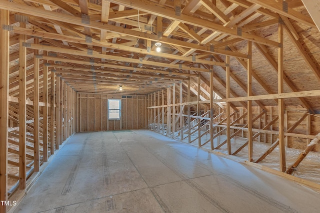 view of unfinished attic