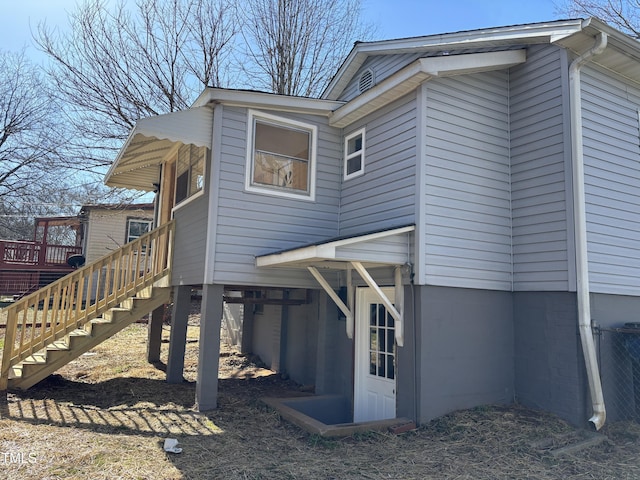 view of home's exterior with central AC