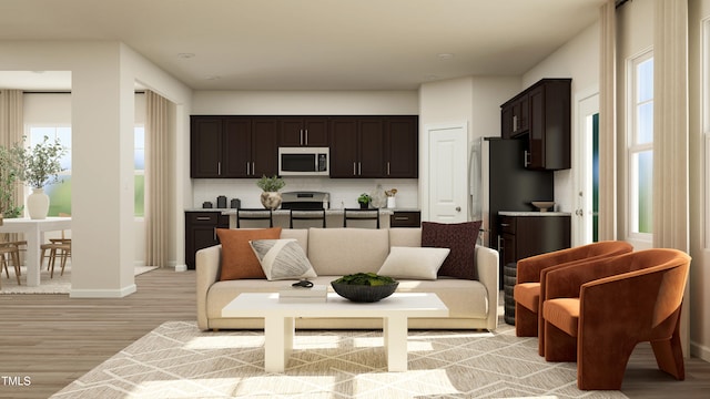 living room featuring light hardwood / wood-style flooring