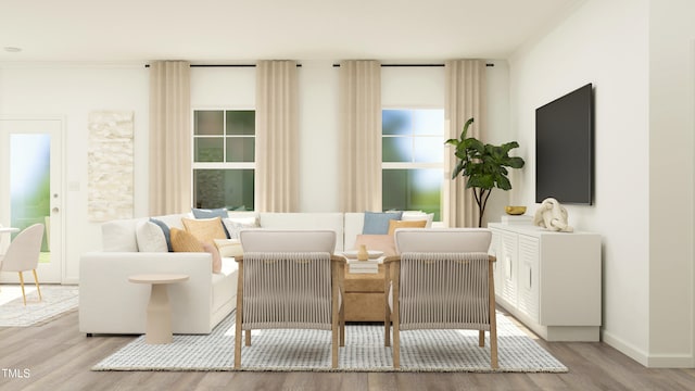 sitting room with light wood-type flooring