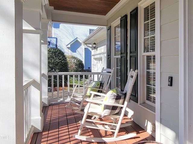 deck with covered porch