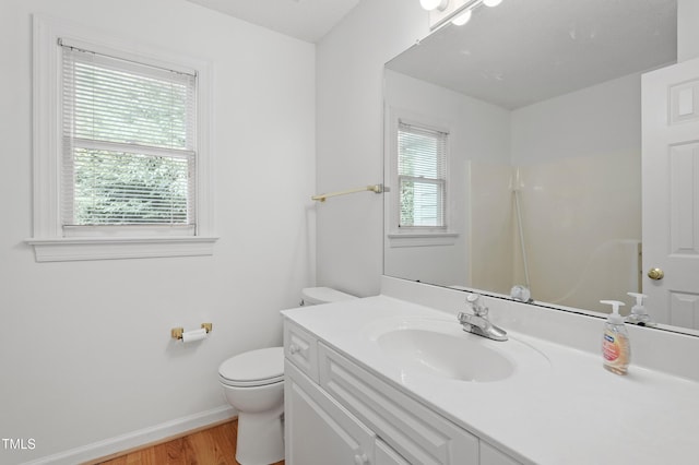 725 Littleleaf Ct, Holly Springs, NC 27540 - full bath with vanity, wood finished floors, and a shower