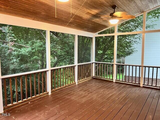 725 Littleleaf Ct, Holly Springs, NC 27540 - wooden deck featuring ceiling fan
