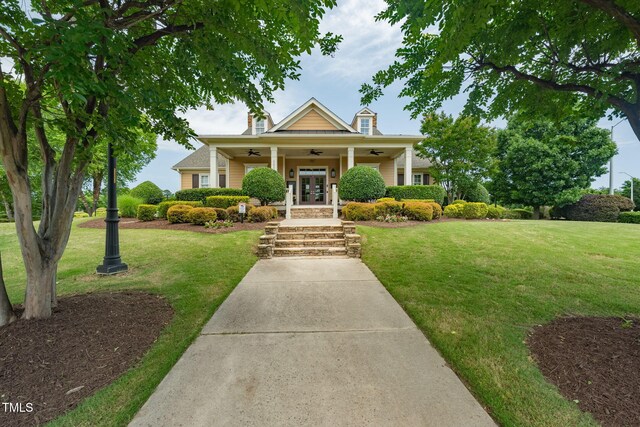 532 Front Ridge Dr, Cary, NC 27519 - view of front of property with french doors, a front yard, and a porch