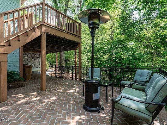 3504 Rock Creek Dr, Raleigh, NC 27609 - view of patio / terrace featuring outdoor lounge area and a wooden deck