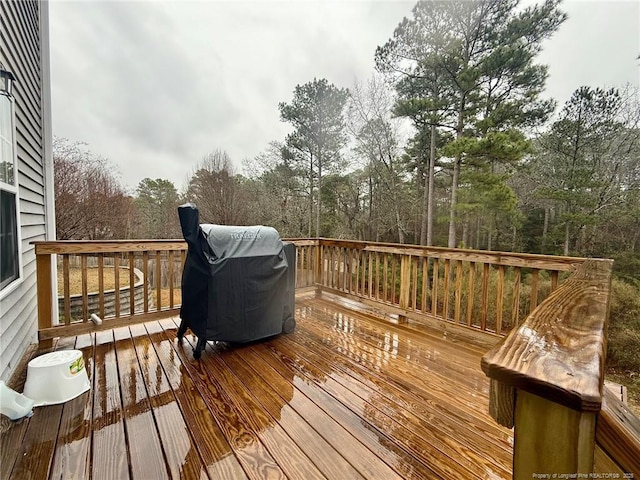 wooden terrace with grilling area