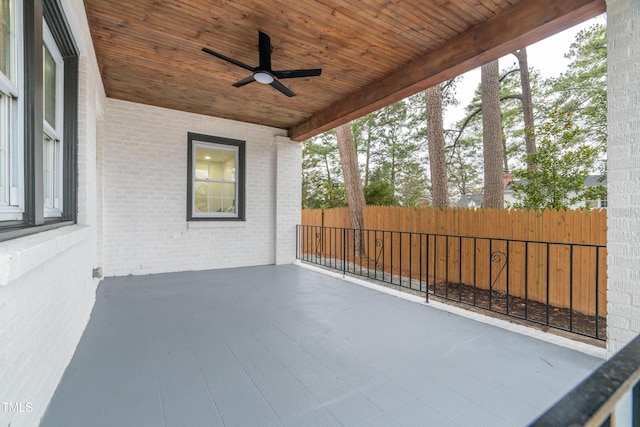 view of patio / terrace featuring ceiling fan