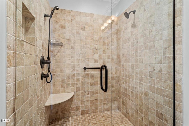 bathroom featuring a stall shower