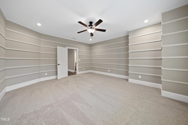 unfurnished bedroom featuring baseboards, carpet floors, and recessed lighting
