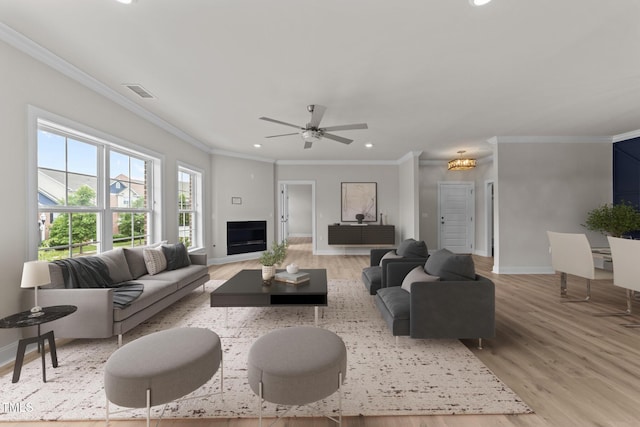 1400 Gathering Park Cir Unit 202, Cary, NC 27519 - living area featuring recessed lighting, wood finished floors, a ceiling fan, and ornamental molding