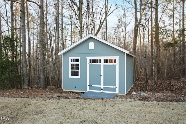 view of shed