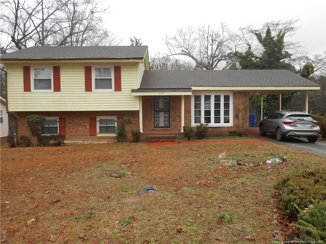 split level home with a carport