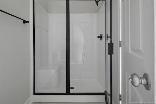bathroom featuring a shower stall
