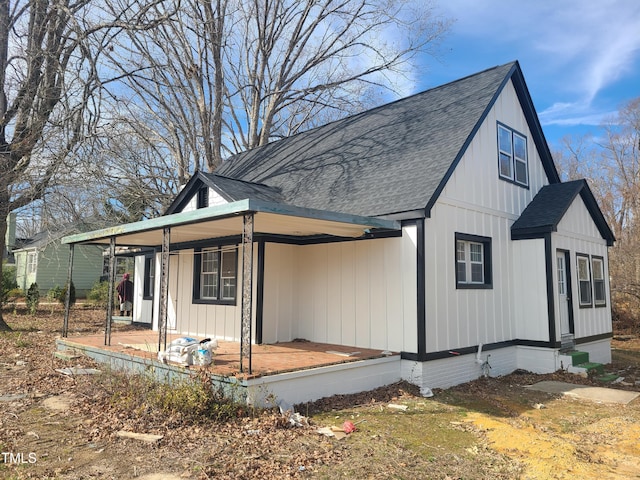 view of home's exterior with a porch